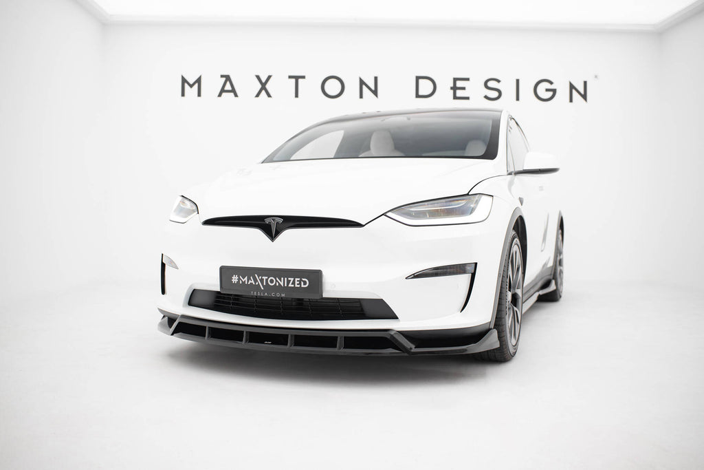 Maxton Design Street+ Spoilerlippe Front Ansatz V.3 passend für Tesla Model X Mk1 Facelift schwarz Hochglanz