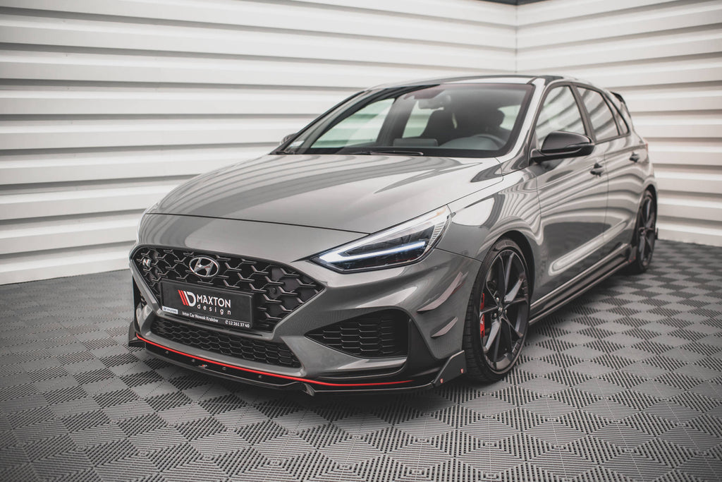 Maxton Design Street+ Spoilerlippe Front Ansatz V.1 + Flaps passend für Hyundai I30 N / I30 N-Line Hatchback/Fastback Mk3 Facelift