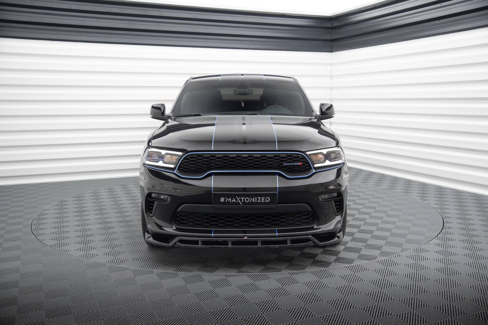 Maxton Design Street+ Spoilerlippe Front Ansatz passend für Dodge Durango Mk3 Facelift schwarz Hochglanz