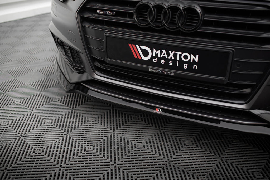 Maxton Design Street+ Spoilerlippe Front Ansatz V.4 passend für Audi S4 / A4 S-Line B9 schwarz Hochglanz