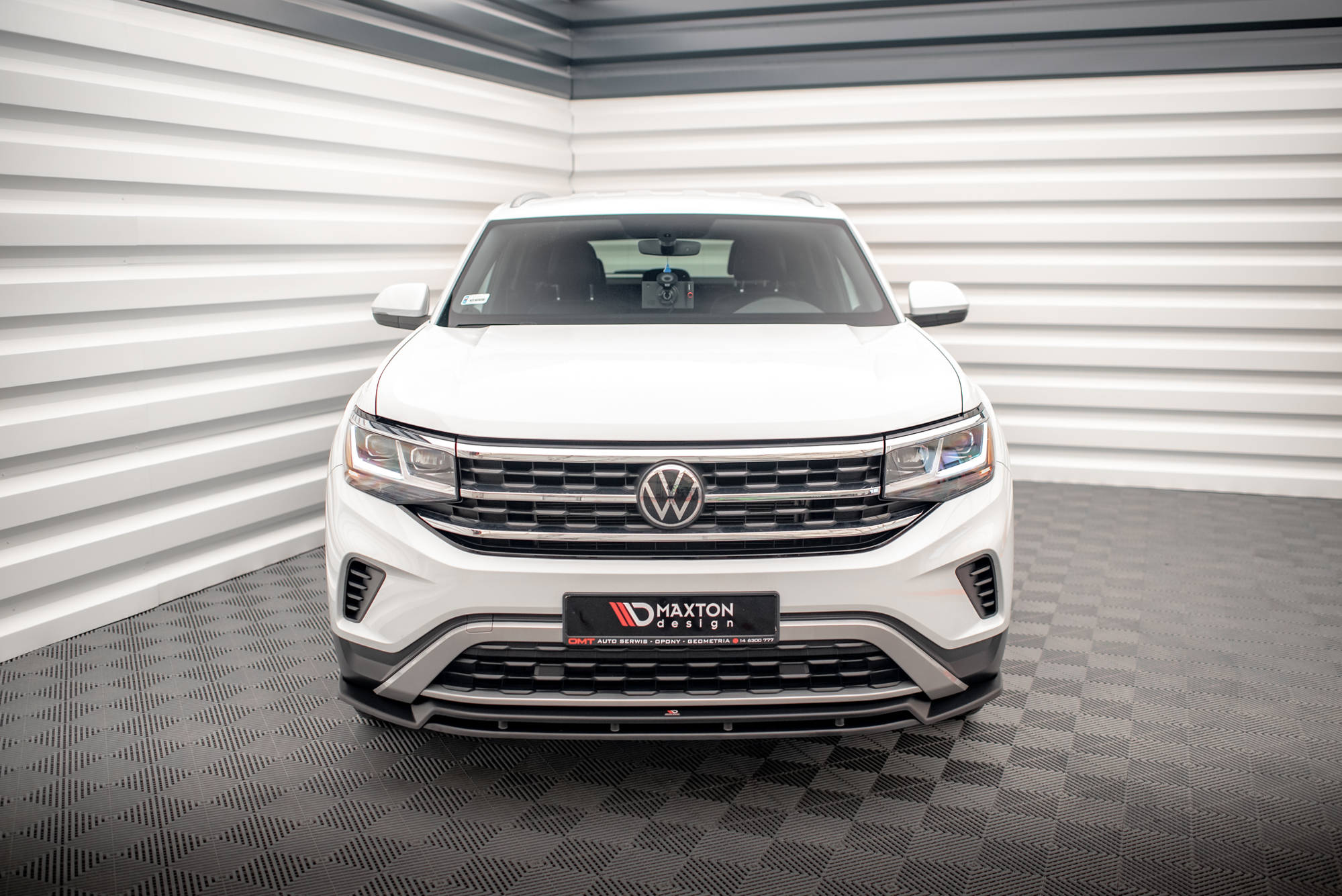 Maxton Design Street+ Spoilerlippe Front Ansatz V.2 passend für VW Atlas Cross Sport schwarz Hochglanz