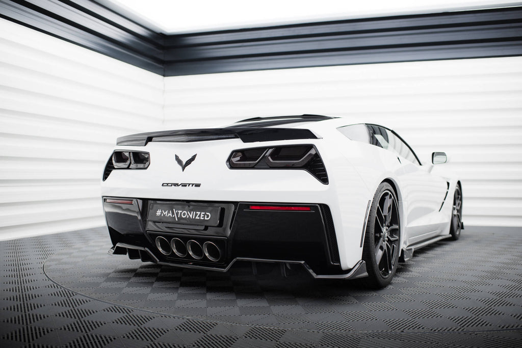 Maxton Design Mittlerer Diffusor Heck Ansatz DTM Look passend für Chevrolet Corvette C7 schwarz Hochglanz
