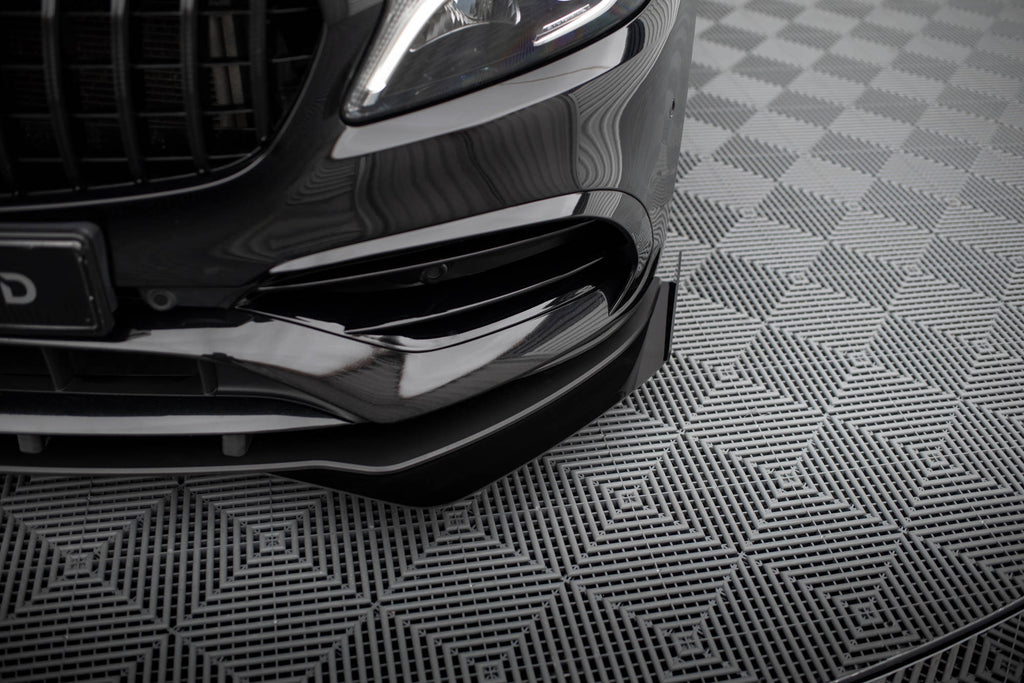 Maxton Design Front Stoßstange Flaps passend für Mercedes-Benz A AMG-Line W176 Facelift schwarz Hochglanz