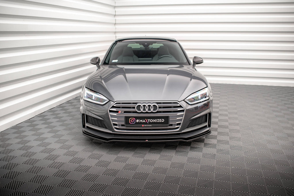 Maxton Design Street+ Spoilerlippe Front Ansatz V.1 passend für Audi S5 / A5 S-Line F5 Coupe / Sportback schwarz Hochglanz
