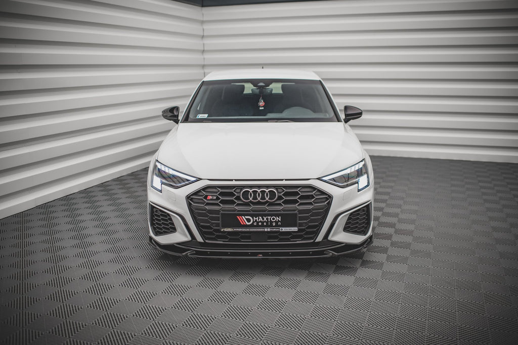 Maxton Design Street+ Spoilerlippe Front Ansatz V.3 passend für Audi S3 / A3 S-Line 8Y schwarz Hochglanz