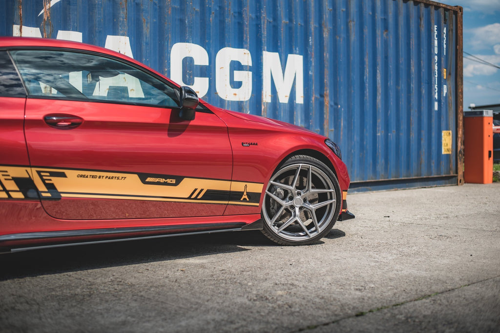 Maxton Design Street Pro Street+ Seitenschweller Leisten + Flaps passend für Mercedes-AMG C43 / AMG-Line Coupe C205 schwarz Hochglanz