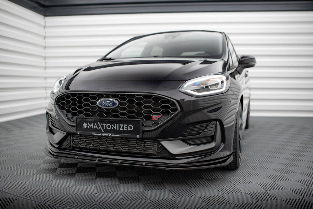 Maxton Design Street+ Spoilerlippe Front Ansatz V.2 passend für Ford Fiesta ST / ST-line Mk8 Facelift schwarz Hochglanz