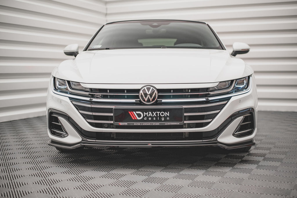 Maxton Design Street+ Spoilerlippe Front Ansatz V.3 passend für VW Arteon R-Line Limousine / Shooting Brake Mk1 Facelift schwarz Hochglanz