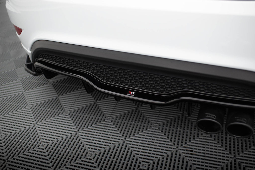 Maxton Design Diffusor Heck Ansatz passend für Ford Fiesta ST (3-Türige version) Mk7 Facelift schwarz Hochglanz