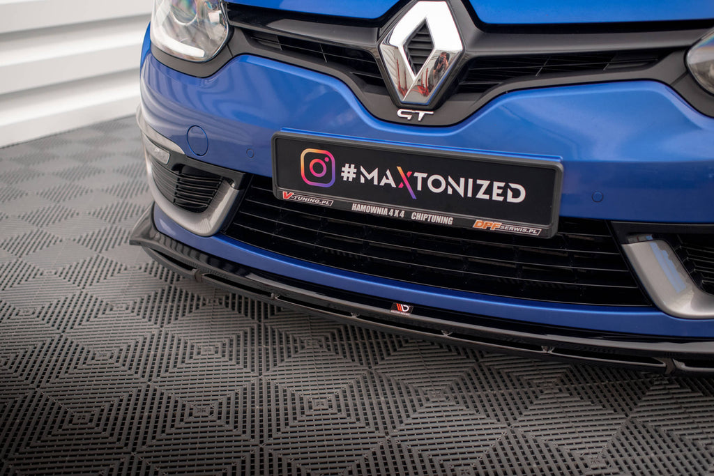 Maxton Design Street+ Spoilerlippe Front Ansatz passend für Renault Megane GT Line Grandtour Mk3 Facelift schwarz Hochglanz