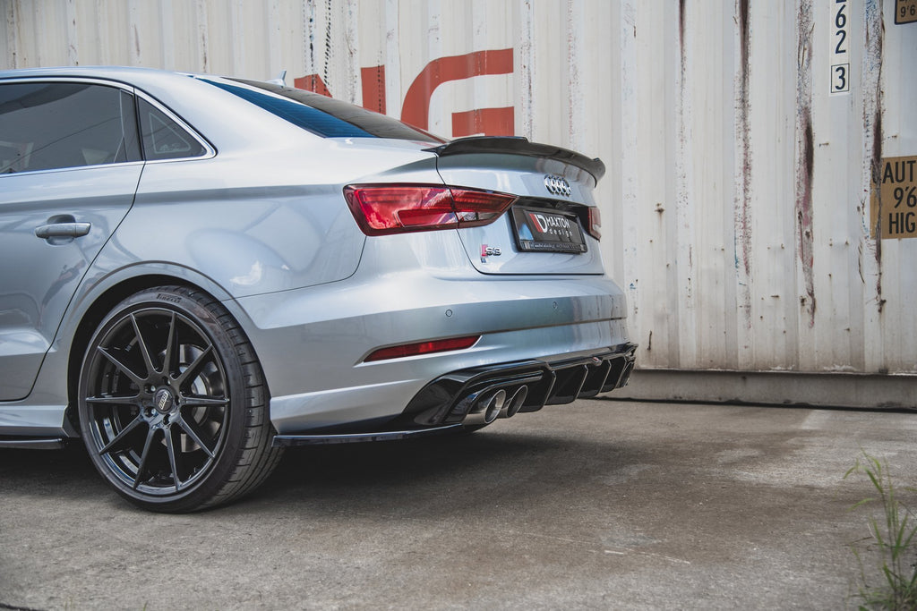 Maxton Design Diffusor Heck Ansatz passend für Audi S3 Limousine 8V Facelift schwarz Hochglanz