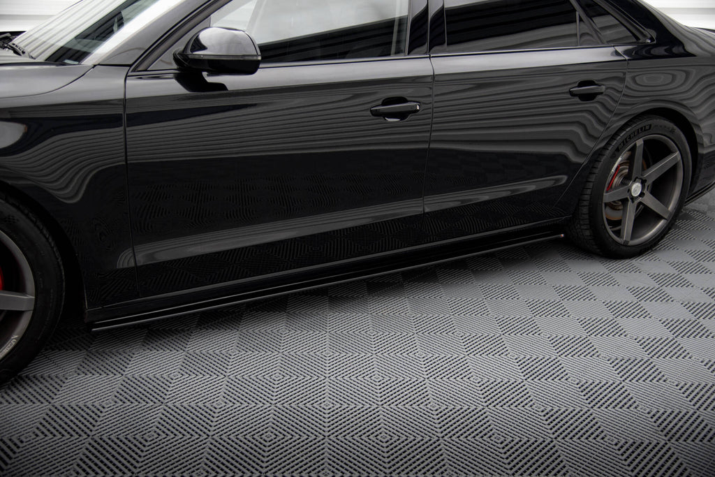 Maxton Design Street+ Seitenschweller Leisten passend für Audi A8 D4 schwarz Hochglanz