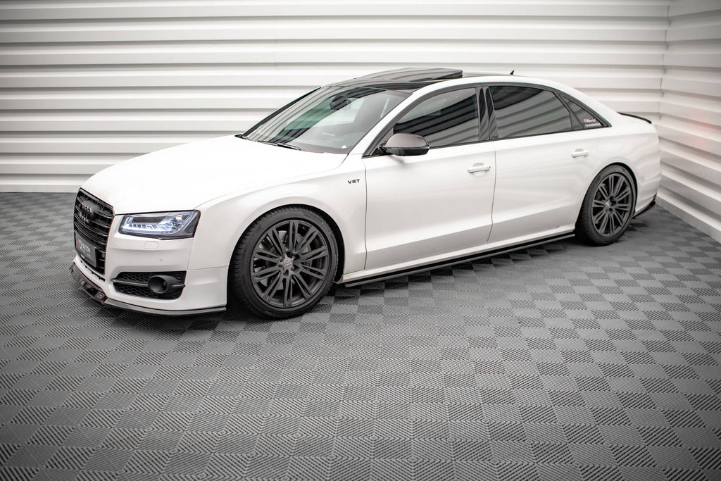 Maxton Design Street+ Spoilerlippe Front Ansatz V.2 passend für Audi S8 D4 FL schwarz Hochglanz