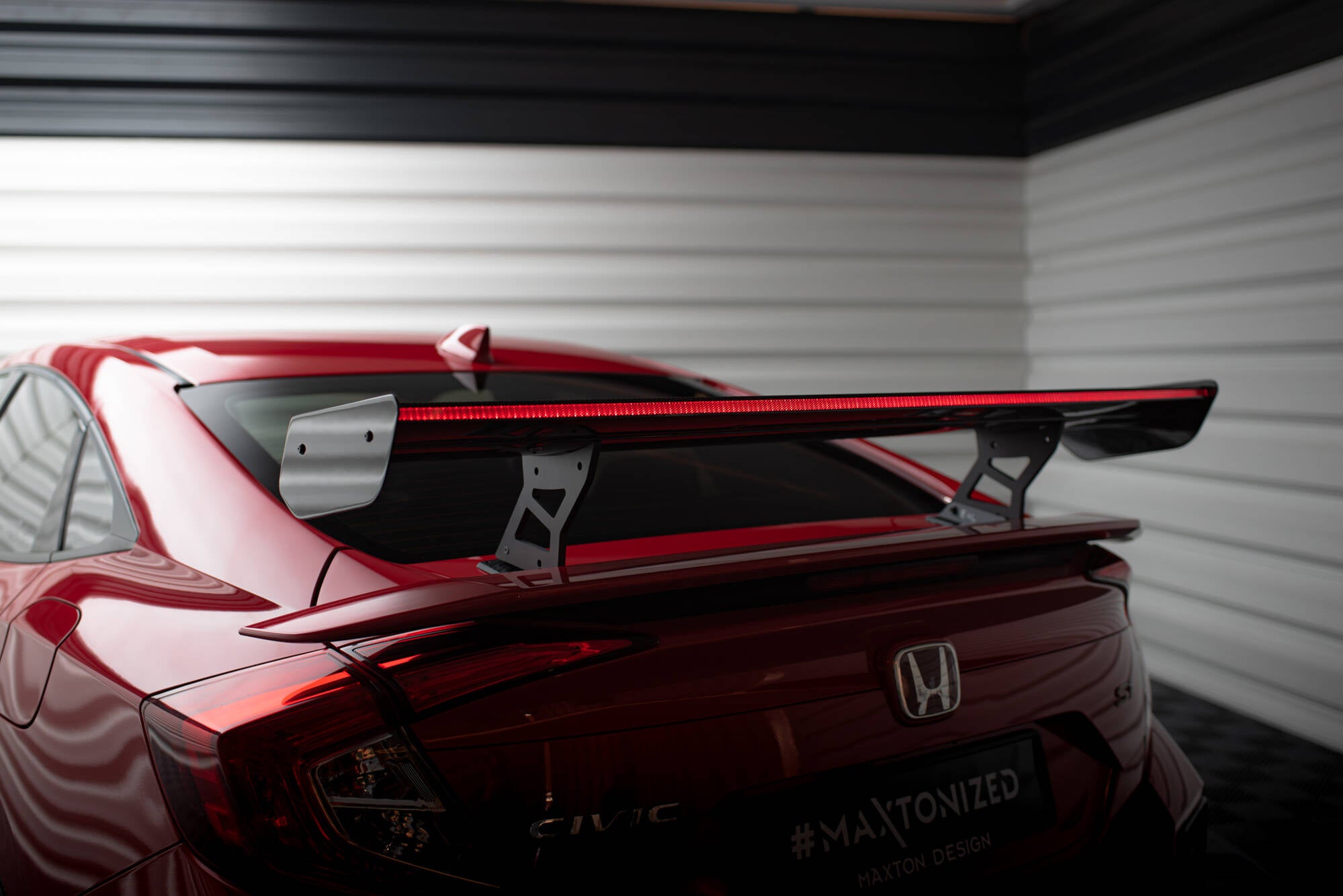 Maxton Design Carbon Spoiler With Internal Brackets Uprights + LED Honda Civic SI Mk10 für Honda Civic Mk10