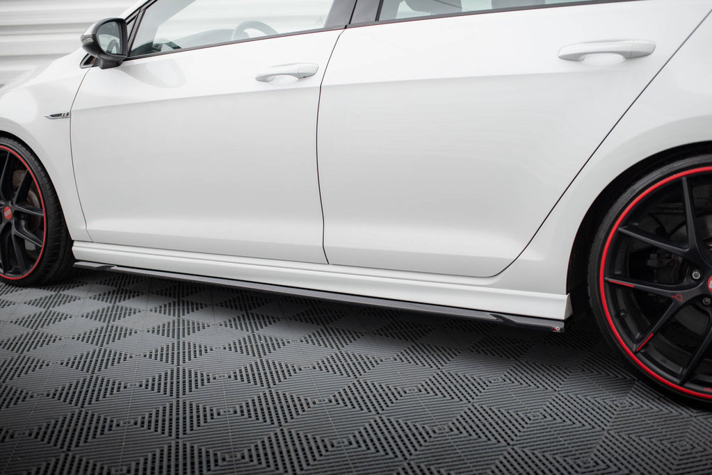 Maxton Design Street+ Seitenschweller Leisten passend für V.4 VW Golf R / R-Line Mk7 schwarz Hochglanz