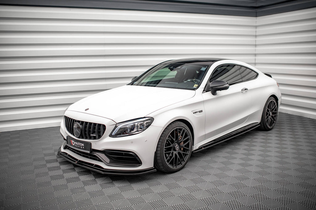 Maxton Design Street+ Seitenschweller Leisten passend für V.1 passend für Mercedes-AMG C 63 AMG Coupe C205 Facelift schwarz Hochglanz