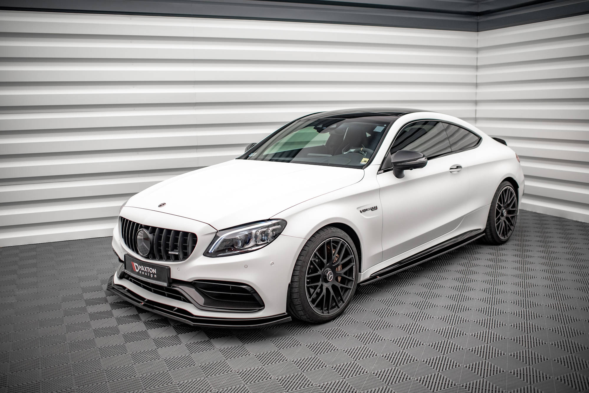 Maxton Design Street+ Seitenschweller Leisten passend für V.1 passend für Mercedes-AMG C 63 AMG Coupe C205 Facelift schwarz Hochglanz