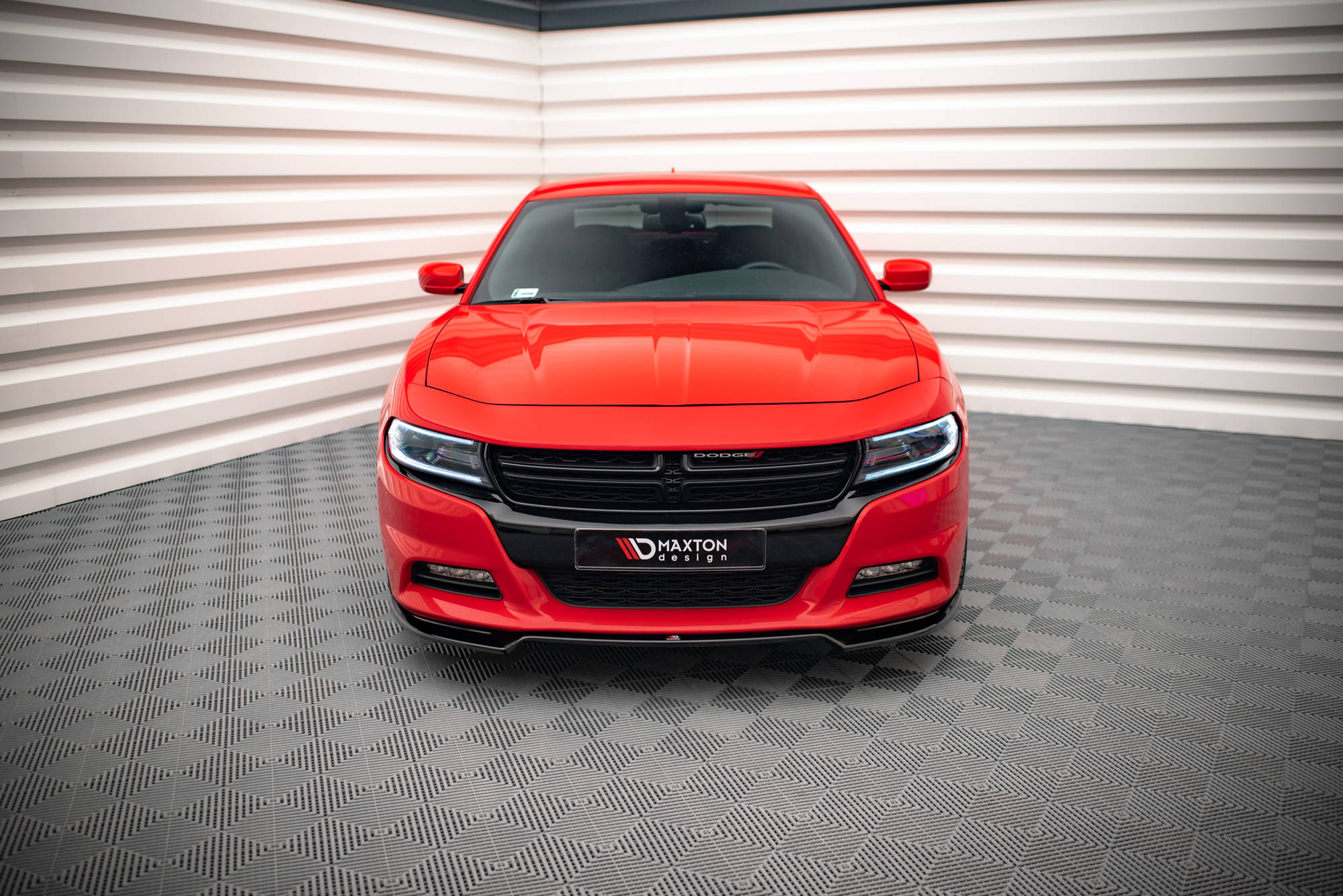 Maxton Design Street+ Spoilerlippe Front Ansatz V.2 passend für Dodge Charger RT Mk7 Facelift schwarz Hochglanz