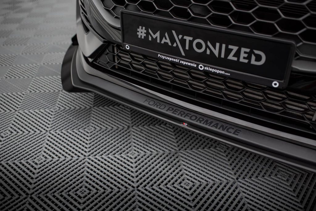 Maxton Design Street Pro Street+ Spoilerlippe Front Ansatz + Flaps passend für Ford Fiesta ST Mk8 Facelift schwarz Hochglanz