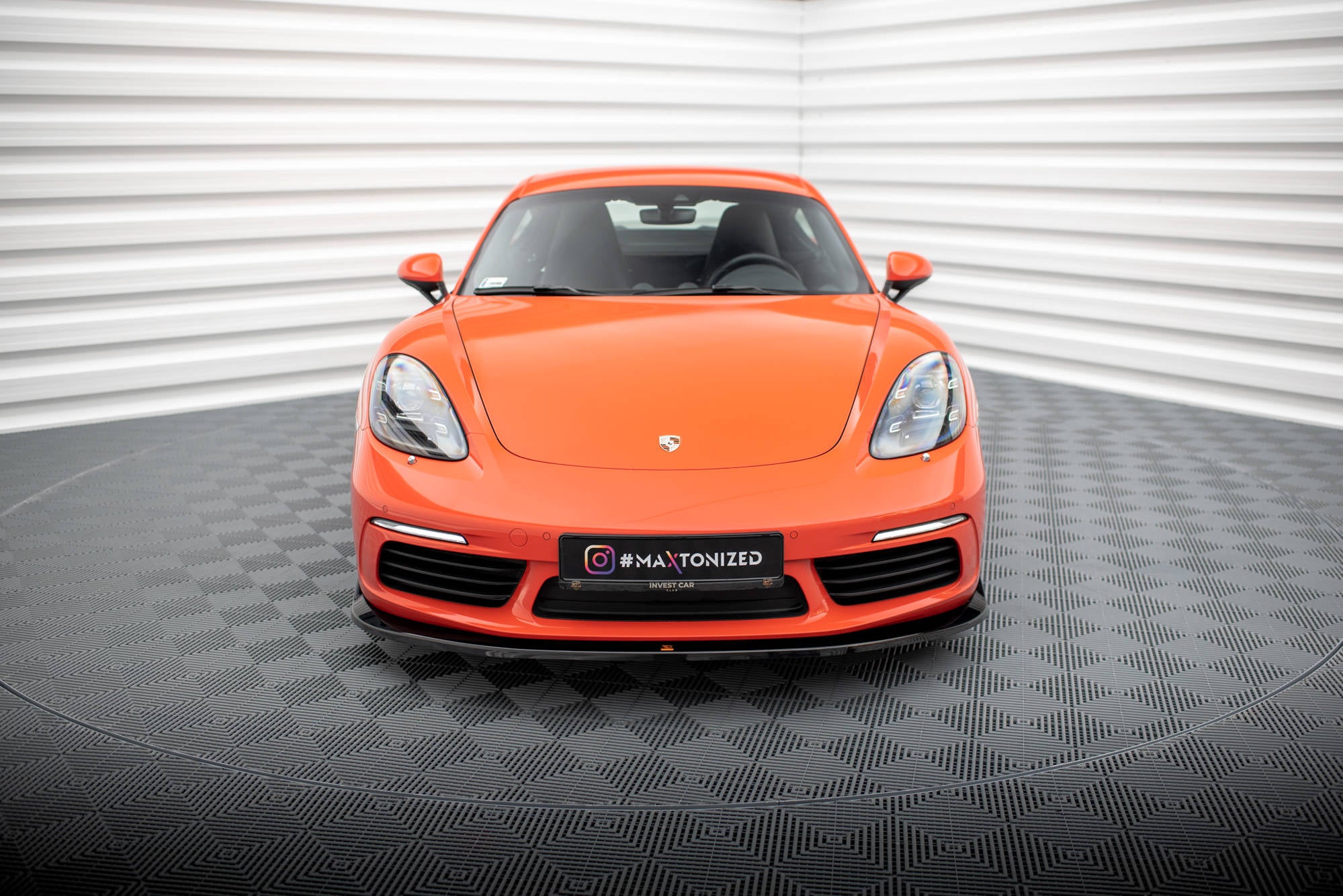 Maxton Design Street+ Spoilerlippe Front Ansatz V.2 passend für Porsche 718 Cayman 982c schwarz Hochglanz