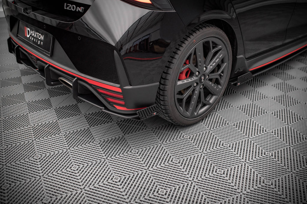 Maxton Design Street Pro Heck Ansatz Flaps Diffusor + Flaps passend für Hyundai I20 N Mk3 schwarz Hochglanz