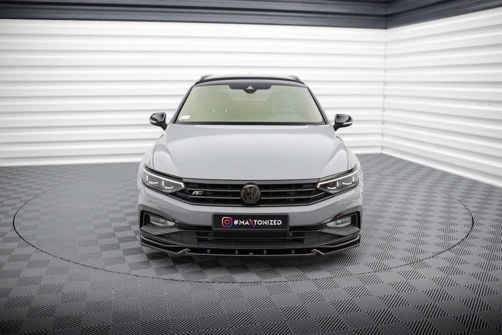 Maxton Design Street+ Spoilerlippe Front Ansatz V.1 passend für VW Passat R-Line B8 Facelift schwarz Hochglanz