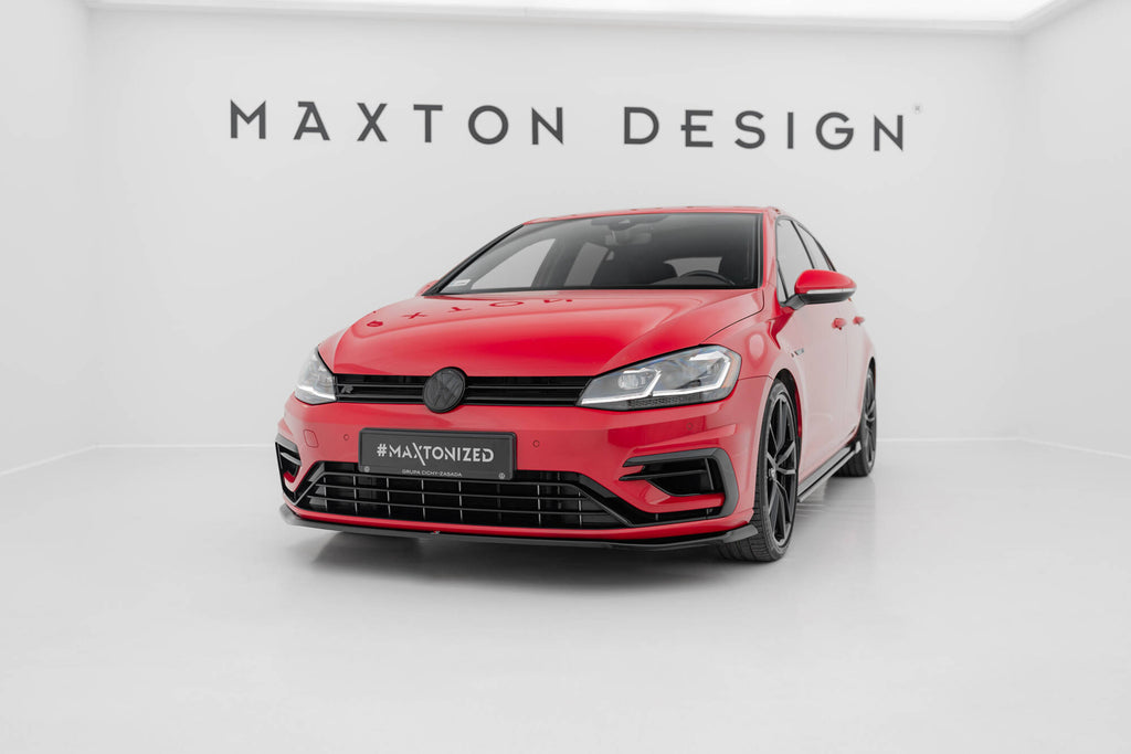 Maxton Design Street+ Spoilerlippe Front Ansatz V.7 passend für VW Golf R / R-Line Mk7 Facelift schwarz Hochglanz
