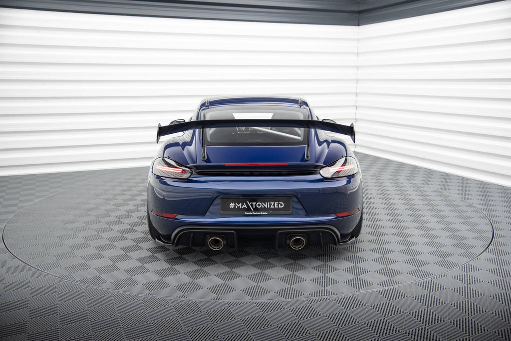 Maxton Design Heck Ansatz Flaps Diffusor passend für Porsche 718 Cayman GT4 RS 982c schwarz Hochglanz