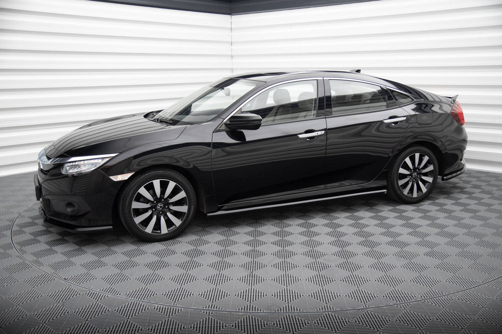 Maxton Design Street+ Seitenschweller Leisten passend für Honda Civic Limousine Mk10 / Mk10 Facelift schwarz Hochglanz