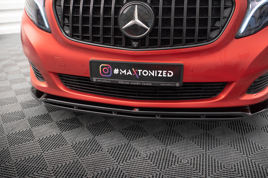 Maxton Design Street+ Spoilerlippe Front Ansatz V.4 passend für Mercedes-Benz V-Klasse W447 schwarz Hochglanz