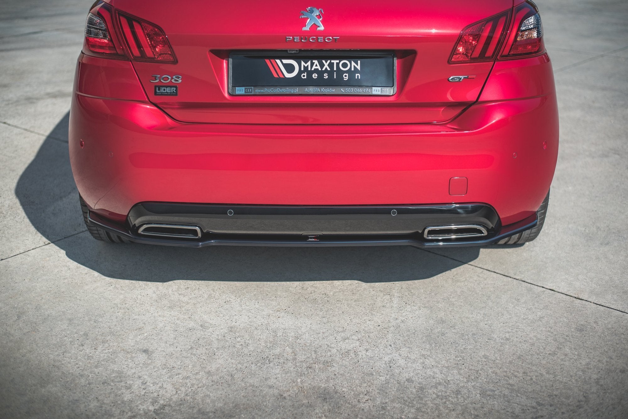 Maxton Design Heckansatz Peugeot 308 GT Mk2 Facelift schwarz Hochglanz für Peugeot 308 Mk2 FL