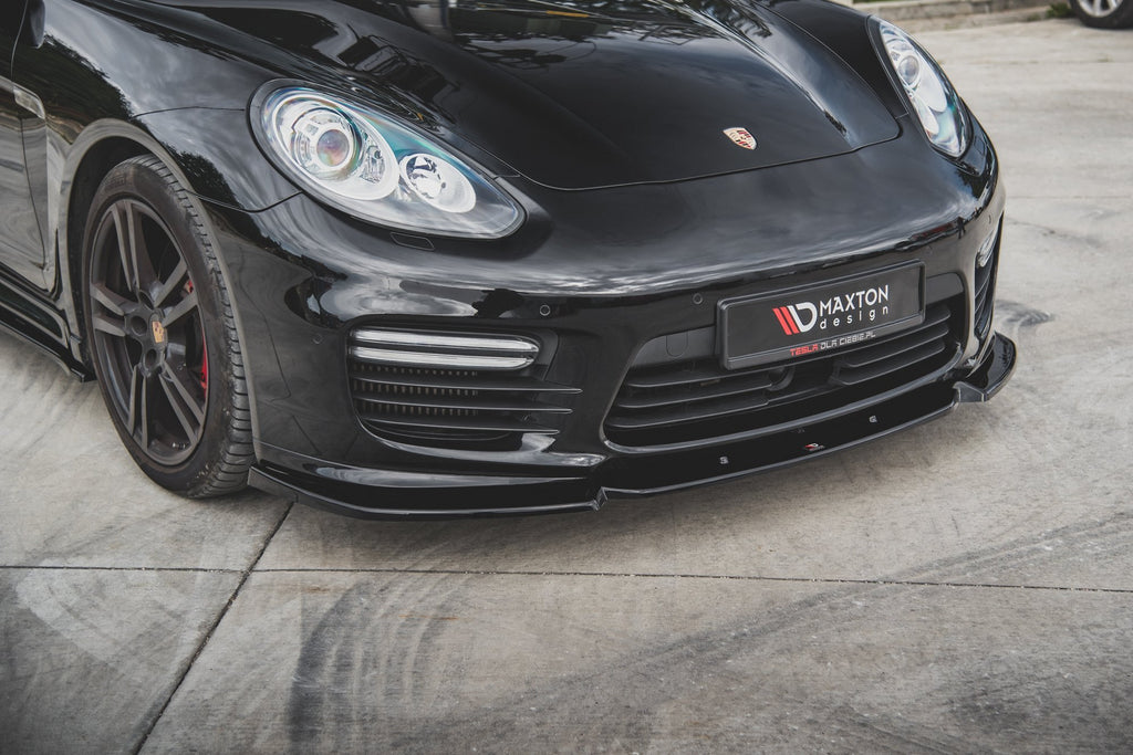 Maxton Design Street+ Spoilerlippe Front Ansatz V.1 passend für Porsche Panamera Turbo 970 Facelift schwarz Hochglanz