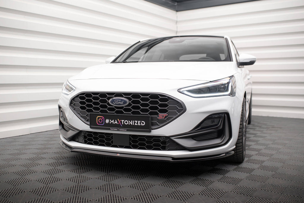 Maxton Design Street+ Spoilerlippe Front Ansatz V.3 passend für Ford Focus ST / ST-Line Mk4 Facelift schwarz Hochglanz