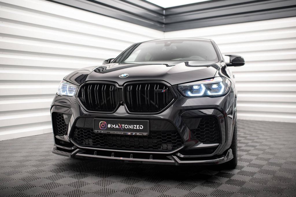Maxton Design Street+ Spoilerlippe Front Ansatz V.2 passend für BMW X6 M F96 schwarz Hochglanz