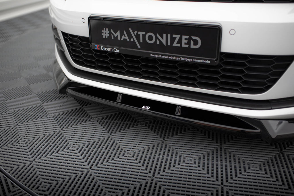 Maxton Design Street+ Spoilerlippe Front Ansatz V.2 passend für VW Scirocco Mk3 Facelift schwarz Hochglanz