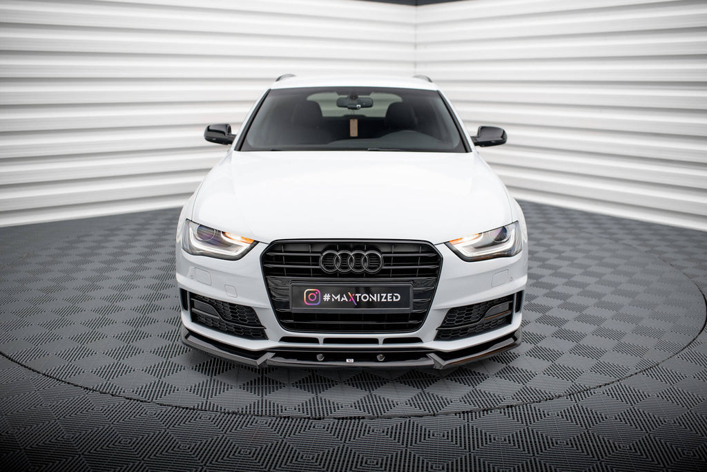 Maxton Design Street+ Spoilerlippe Front Ansatz V.1 passend für Audi A4 Competition B8 Facelift schwarz Hochglanz