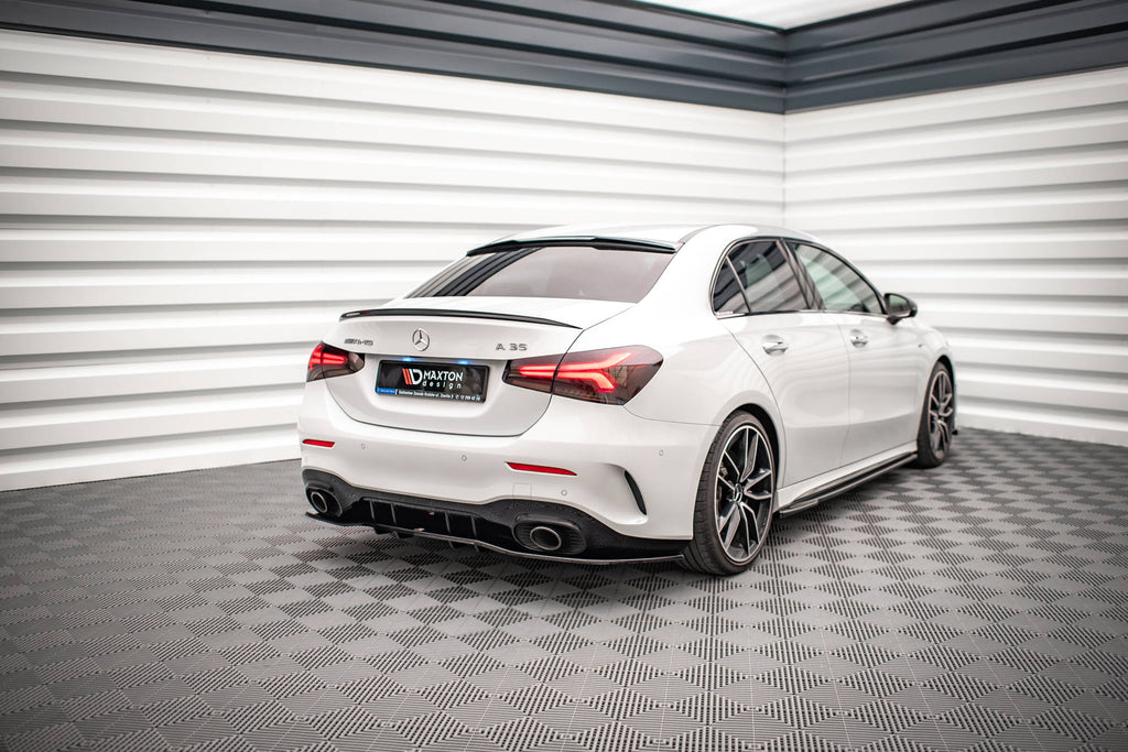 Maxton Design Street+ Mittlerer Diffusor RACE passend für V.1 Mercedes A 35 AMG Limousine V177 schwarz Hochglanz
