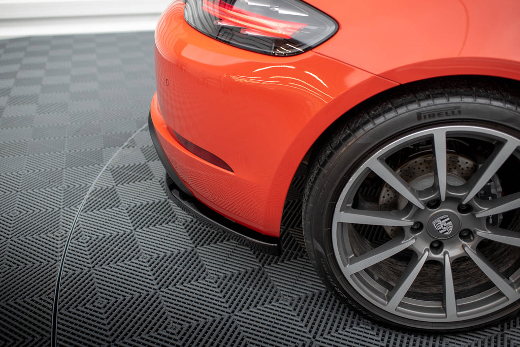 Maxton Design Heck Ansatz Flaps Diffusor passend für Porsche 718 Cayman 982c schwarz Hochglanz