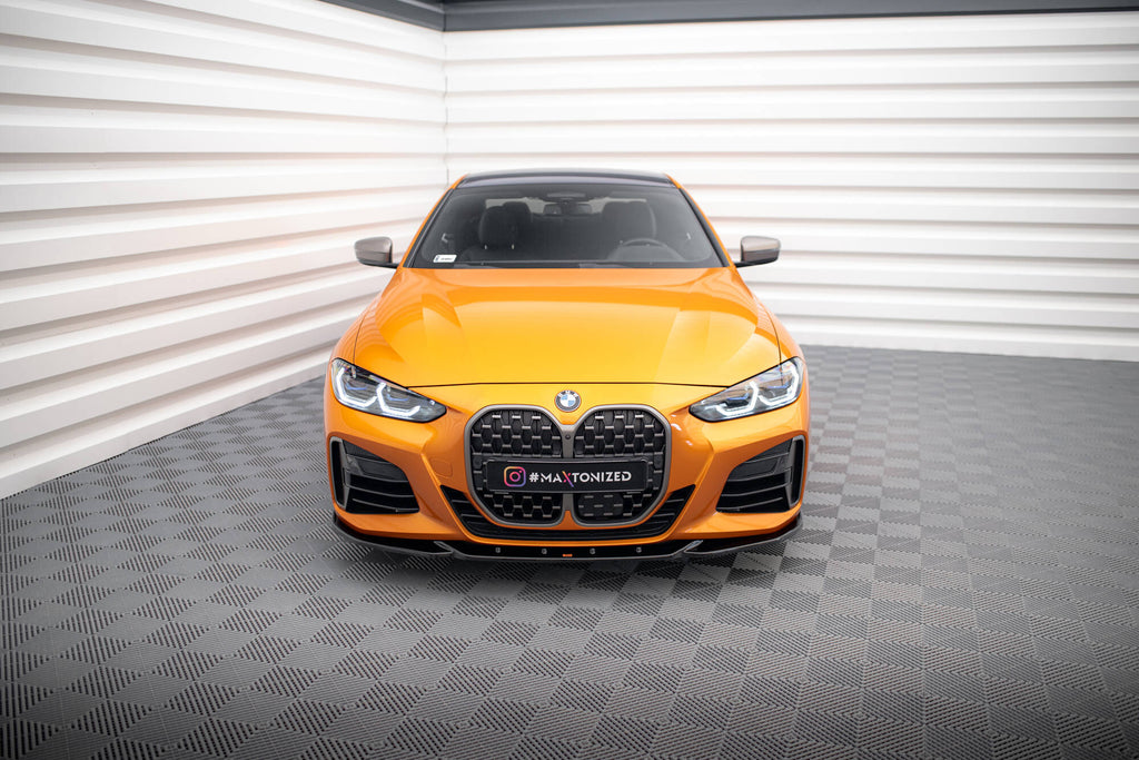Maxton Design Street+ Spoilerlippe Front Ansatz V.4 passend für BMW 4er M-Paket / M440i G22 / G23 / G22 Facelift / G23 Facelift schwarz Hochglanz