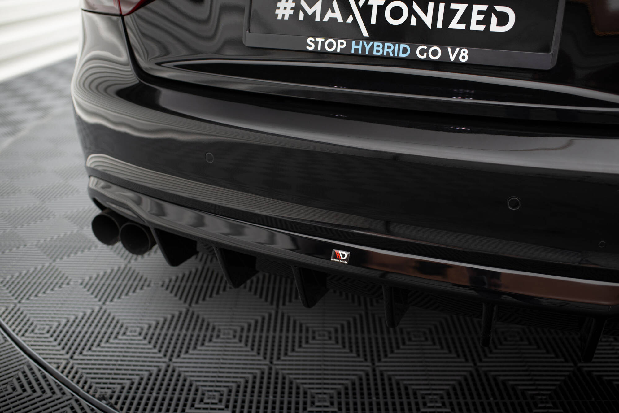 Maxton Design Diffusor Heck Ansatz passend für Audi A5 Coupe / Cabrio S-Line 8T (Doppelauspuff li.)
