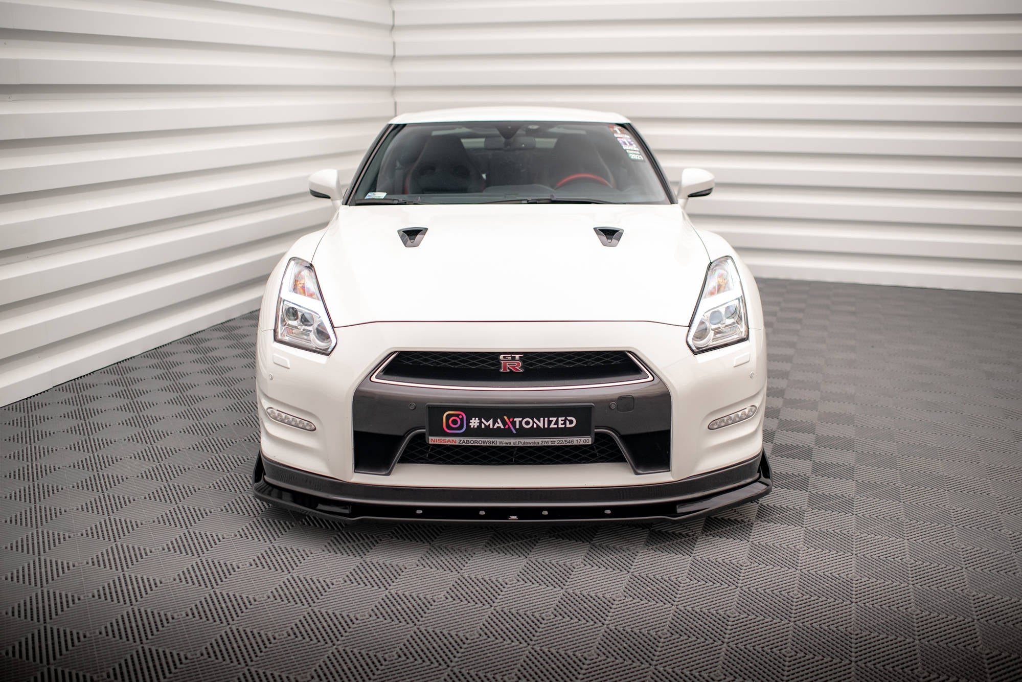 Maxton Design Street+ Spoilerlippe Front Ansatz + Flaps passend für Nissan GTR R35 Facelift