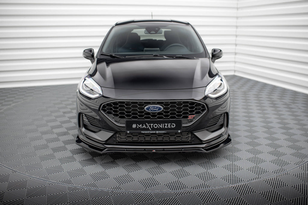 Maxton Design Street+ Spoilerlippe Front Ansatz V.4 passend für Ford Fiesta ST / ST-line Mk8 Facelift schwarz Hochglanz