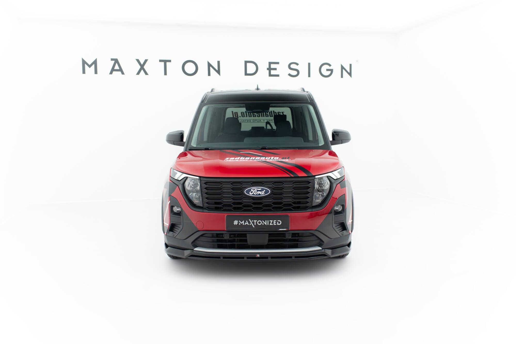 Maxton Design Street+ Spoilerlippe Front Ansatz passend für Ford Tourneo Courier Mk2 schwarz Hochglanz