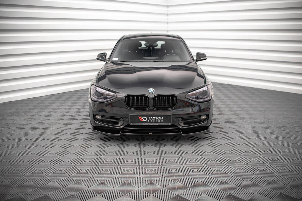 Maxton Design Street+ Spoilerlippe Front Ansatz V.2 passend für BMW 1er F20 schwarz Hochglanz