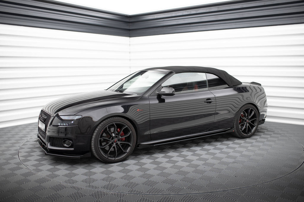Maxton Design Street Pro Street+ Seitenschweller Leisten + Flaps passend für Audi A5 / A5 S-Line / S5 Coupe / Cabrio 8T / 8T Facelift schwarz Hochglanz