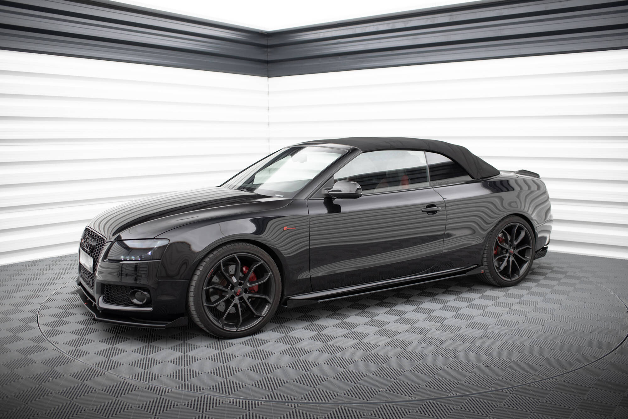 Maxton Design Street Pro Street+ Seitenschweller Leisten + Flaps passend für Audi A5 / A5 S-Line / S5 Coupe / Cabrio 8T / 8T Facelift schwarz Hochglanz
