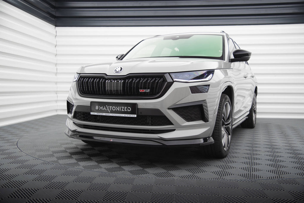 Maxton Design Street+ Spoilerlippe Front Ansatz V.2 passend für Skoda Kodiaq RS Mk1 Facelift schwarz Hochglanz