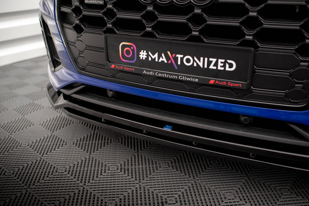 Maxton Design Street+ Spoilerlippe Front Ansatz V.1 passend für Audi SQ5 / Q5 S-Line SUV / Sportback Mk2 Facelift schwarz Hochglanz