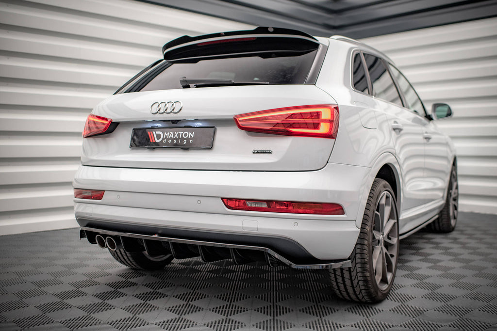Maxton Design Street+ Mittlerer Diffusor RACE passend für Audi Q3 Sport 8U Facelift schwarz Hochglanz