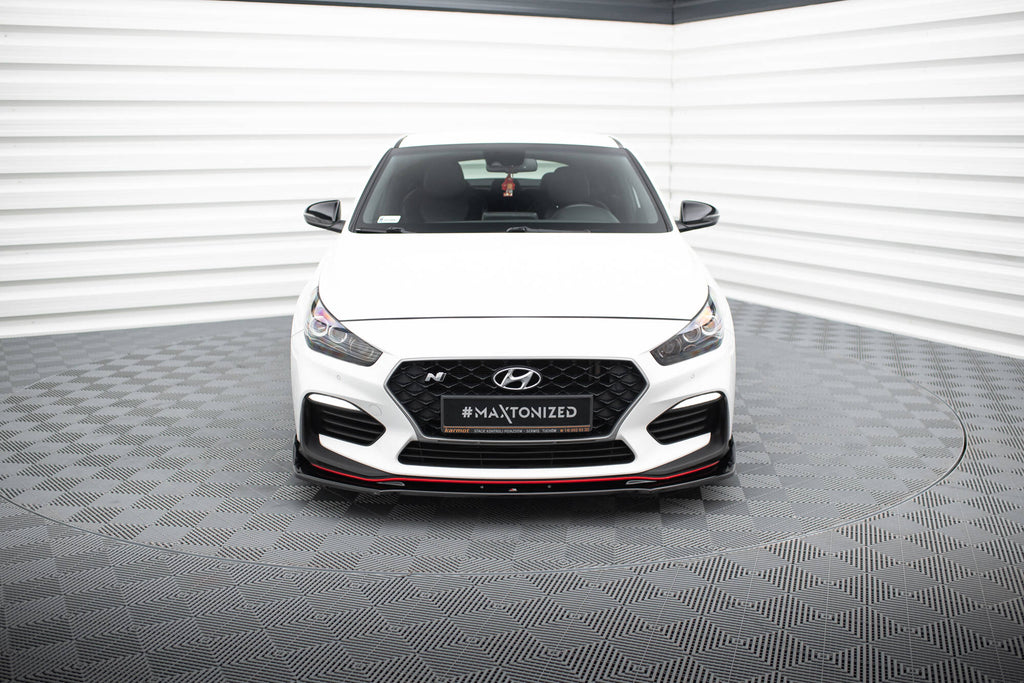 Maxton Design Street+ Spoilerlippe Front Ansatz V.3 passend für Hyundai I30 N Mk3 Hatchback/ Fastback schwarz Hochglanz